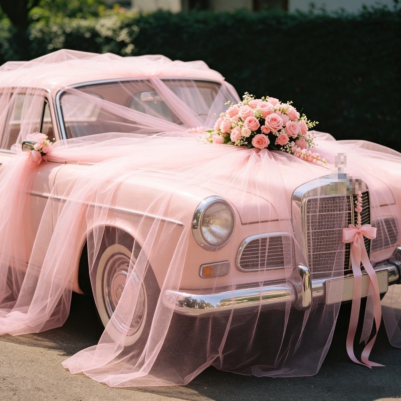 Wedding Balloon Arch - 연핑크 시스루 튤 천장 드레이프 투명