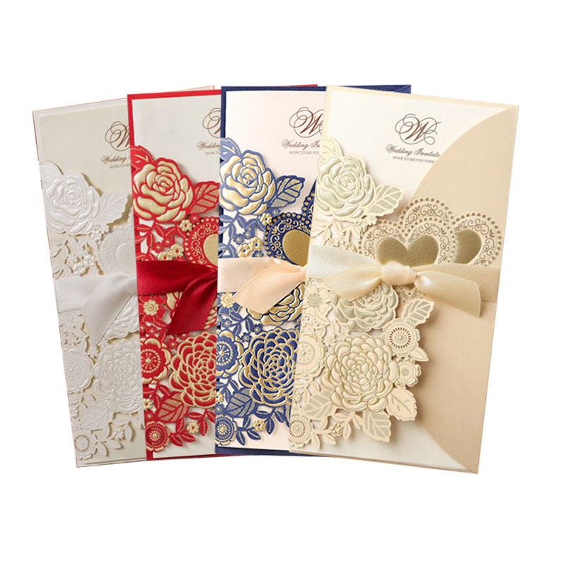 Wedding Supply Business - 5/10Pcs 레이저 컷 결혼식 초대장 카드