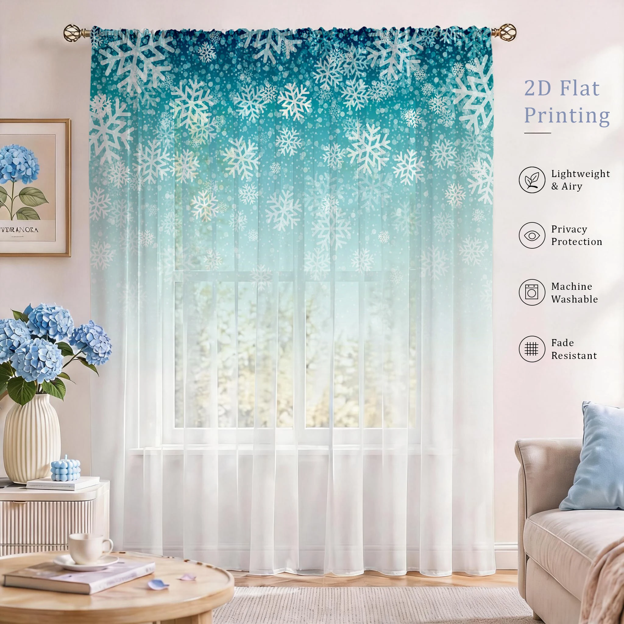 Good Floral & Wedding Decor Supply Photos - 플로럴 그라데이션 시어 커튼, 거실/침실/아이방용 고품질