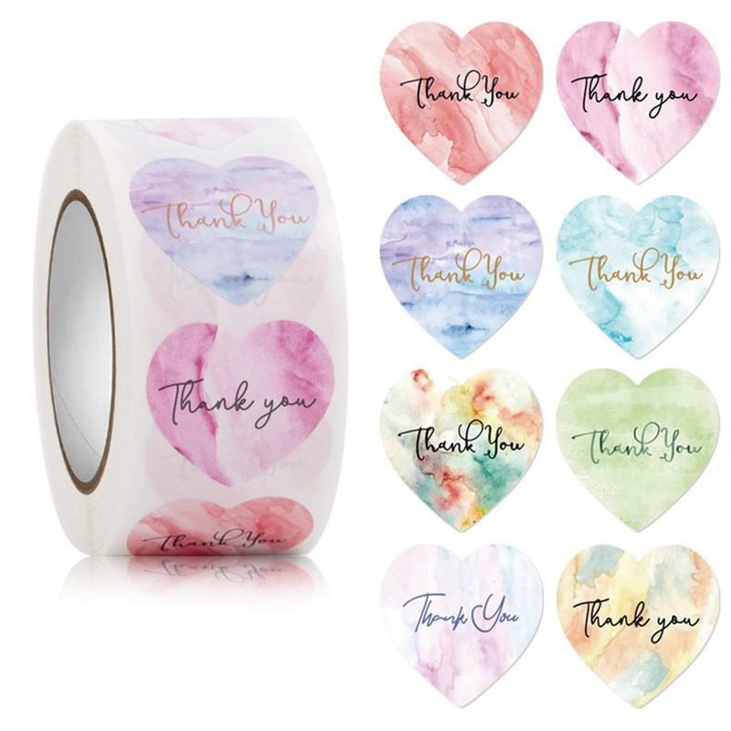 Wedding Supply Business - 100-500pcs 심장 감사 스티커 꽃 장식
