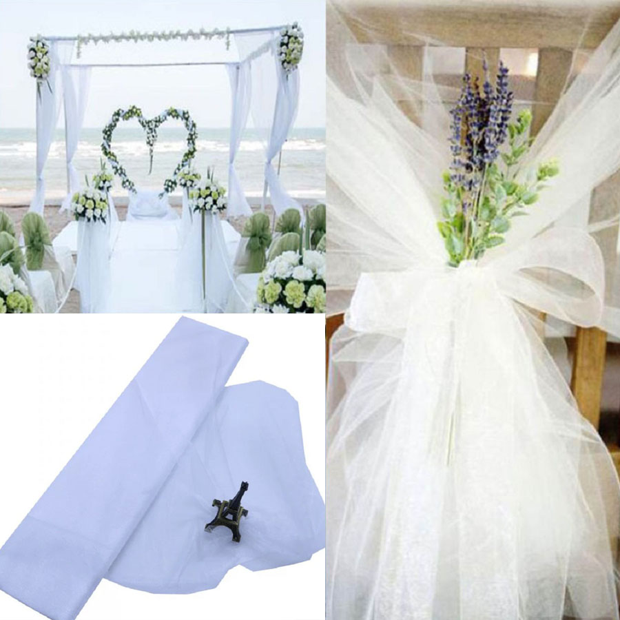 Chair Sash Organza - 10m 웨딩 장식 Tulle 롤 크리스탈
