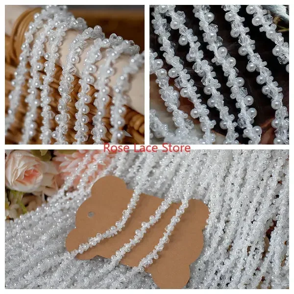 Bridal Sash Ribbon - 3야드 진주 레이스 트림, 진주 리본,