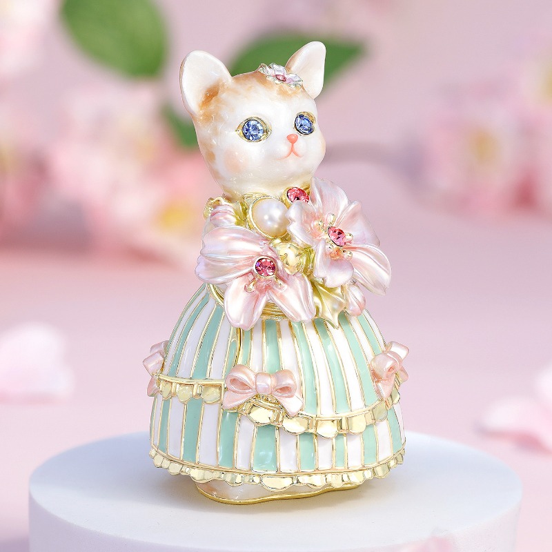 Wedding Lulu - 보석함 에나멜 컬러 크리에이티브 벚꽃 고양이