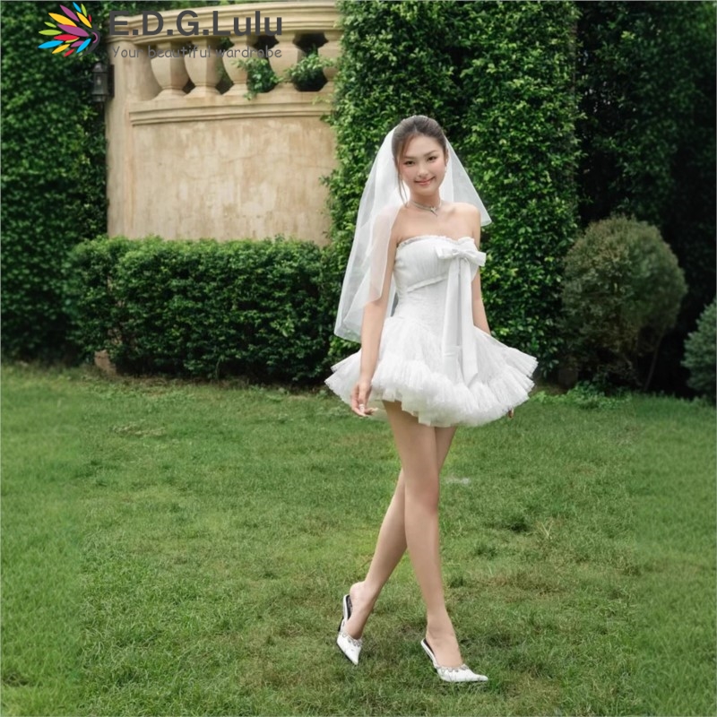 Wedding Lulu - EDGLuLu Strapless Bow 우아한 파티 드레스