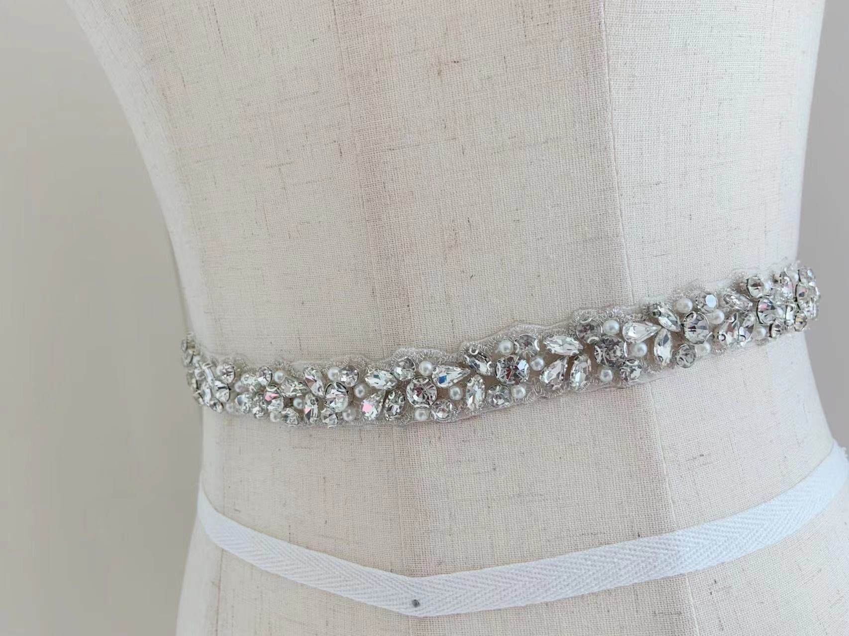 1야드/5야드 실버 크리스탈 진주 라인스톤 리본 트림  - Bridal Sash Ribbon 리뷰 및 가격