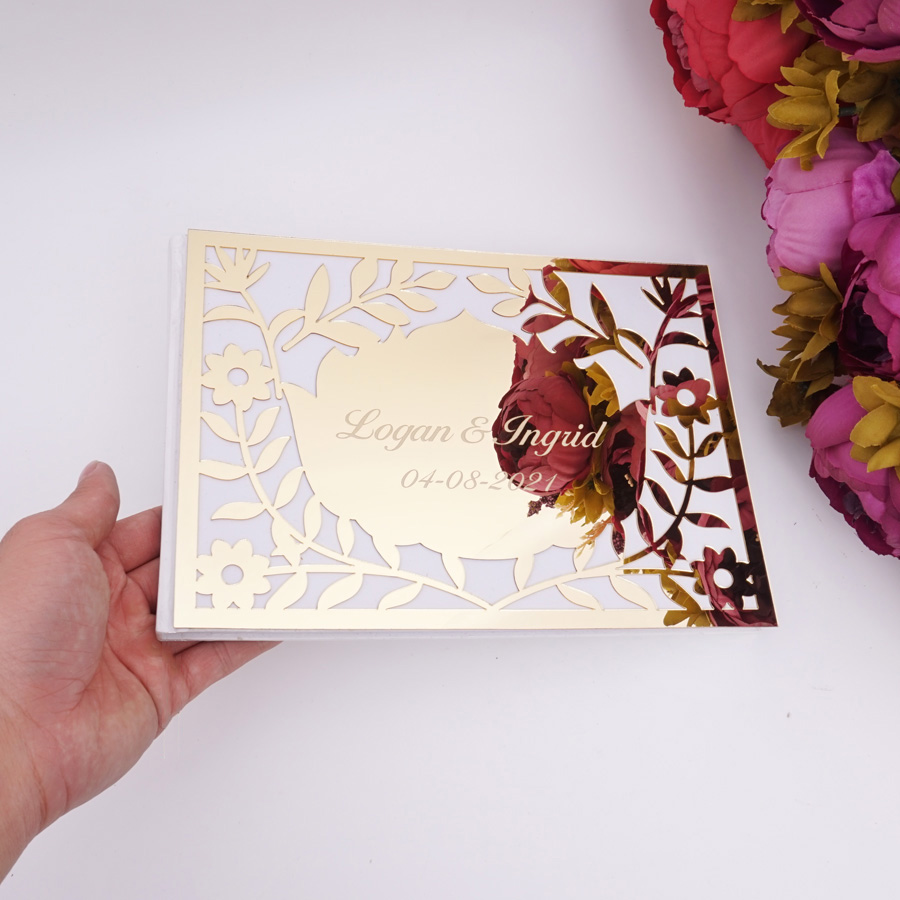 럭셔리 속이 빈 꽃무늬 거울 아크릴 웨딩 방명록 개인  - Personalized Guest Book 리뷰 및 가격
