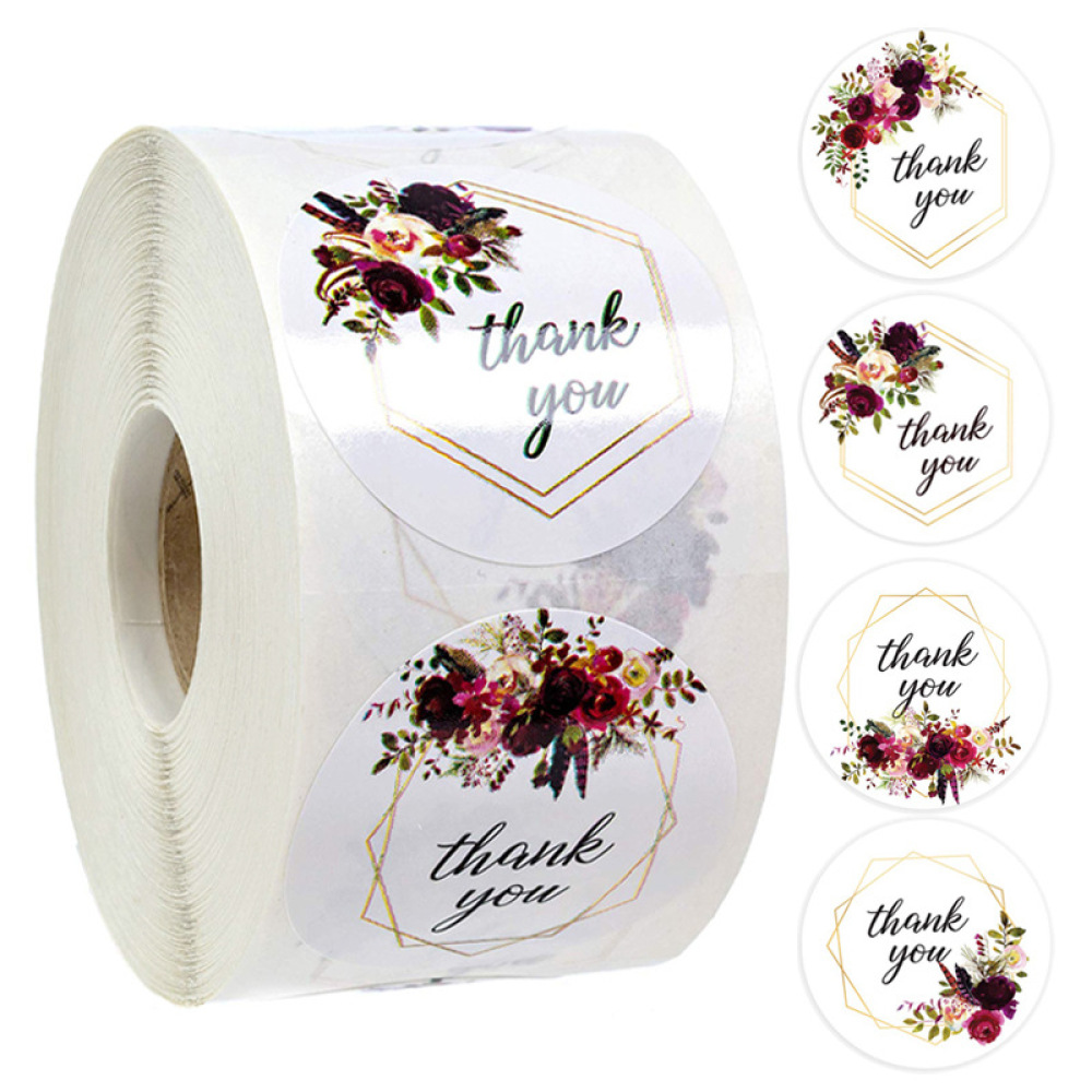 접착식 꽃무늬 감사 스티커 소규모 사업 포장용 원형 라 - Wedding Supply Business 리뷰 및 가격