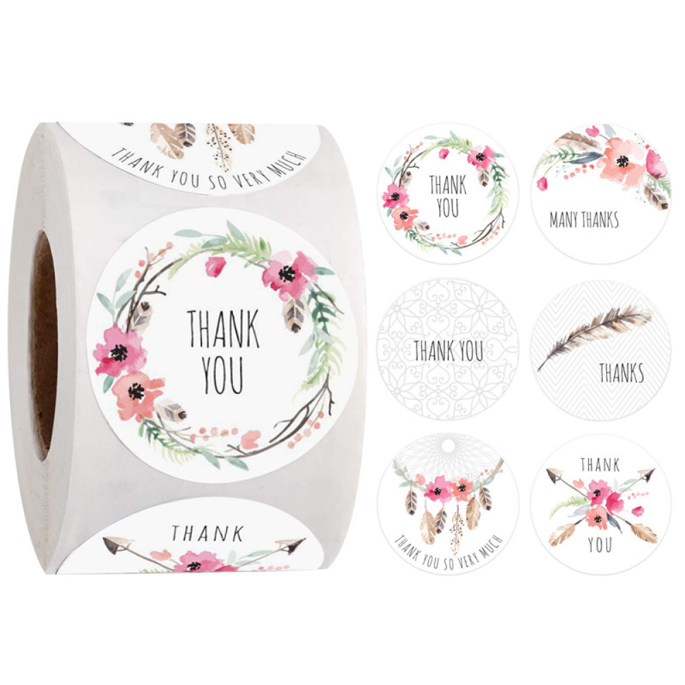 접착식 꽃무늬 감사 스티커 소규모 사업 포장용 원형 라 - Wedding Supply Business 리뷰 및 가격
