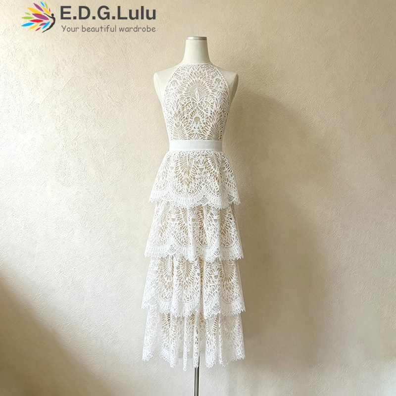 EDGLuLu O 넥 민소매 화이트 웨딩 드레스 여성  - Wedding Lulu 리뷰 및 가격