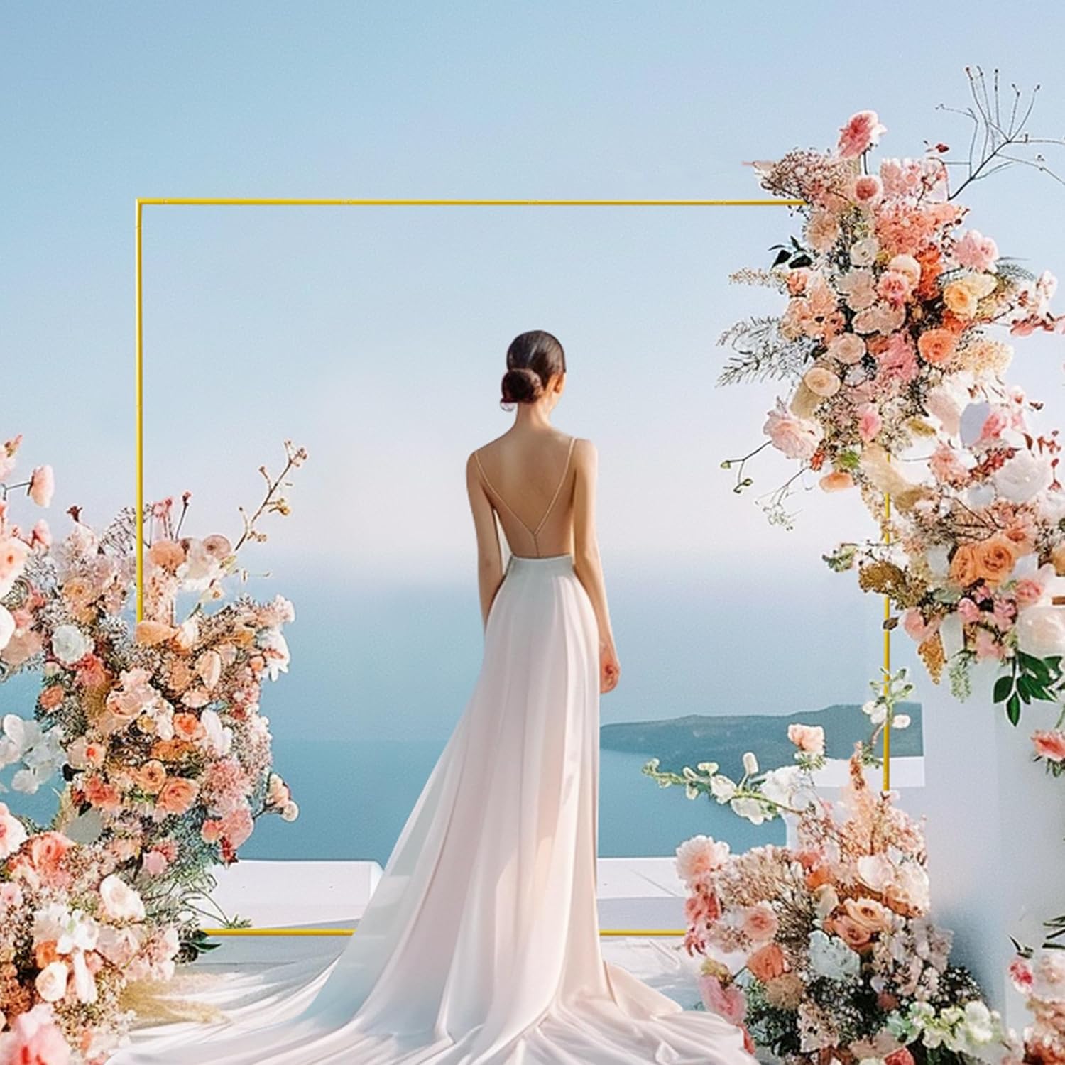 6.6피트 x 6.6피트 골드 웨딩 아치형 배경 스탠드 - Wedding Balloon Arch 리뷰 및 가격
