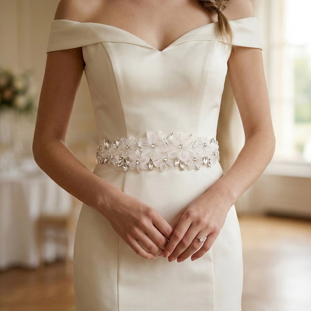 로맨틱 3D 꽃무늬 신부 벨트 라인스톤 웨딩 드레스 새 - Bridal Sash Ribbon 리뷰 및 가격