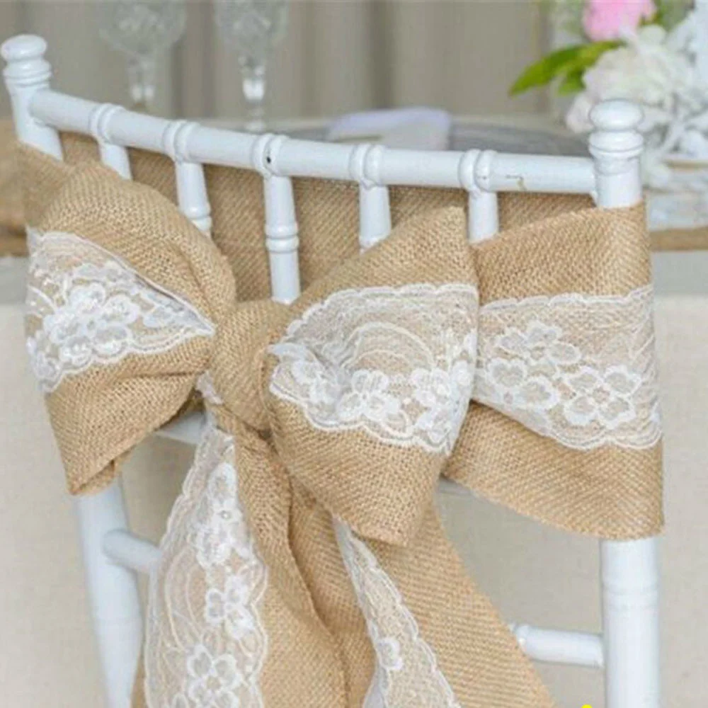 10PC 리넨 의자 뒤로 장식 활 리넨 레이스 유럽 스 - Supply Wedding Venue 리뷰 및 가격