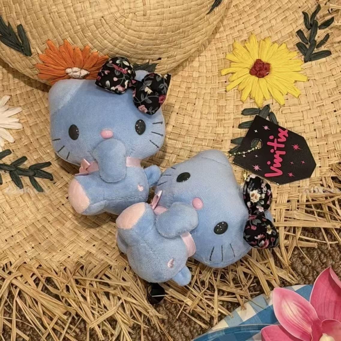 블루 헬로 키티 꽃무늬 리본 매듭 사이드 시팅 포즈 플 - Good Floral & Wedding Decor Supply Photos 리뷰 및 가격