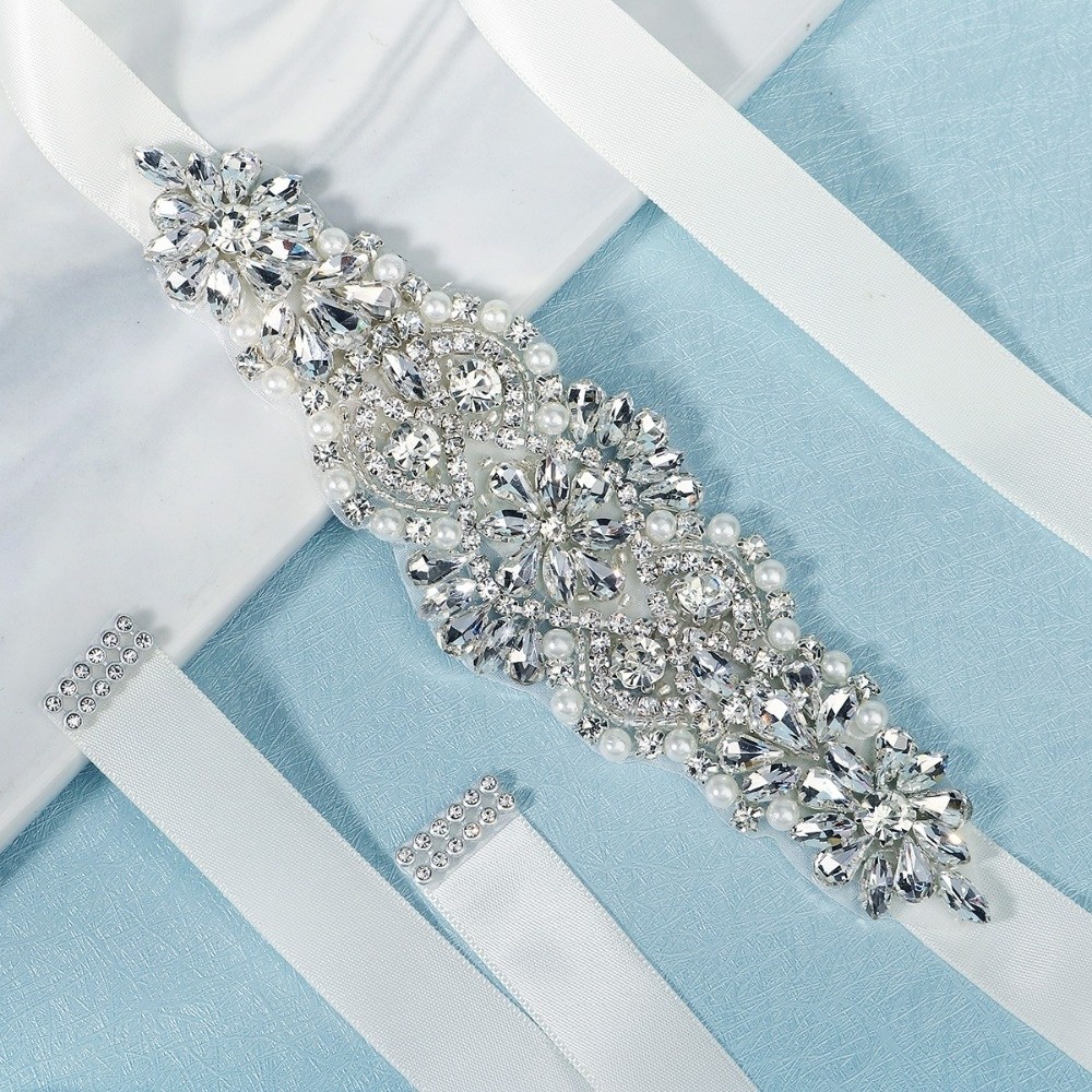 스위트 리본 브라이덜 벨트 실버 롱 웨딩 벨트 라인스톤 - Bridal Sash Ribbon 리뷰 및 가격