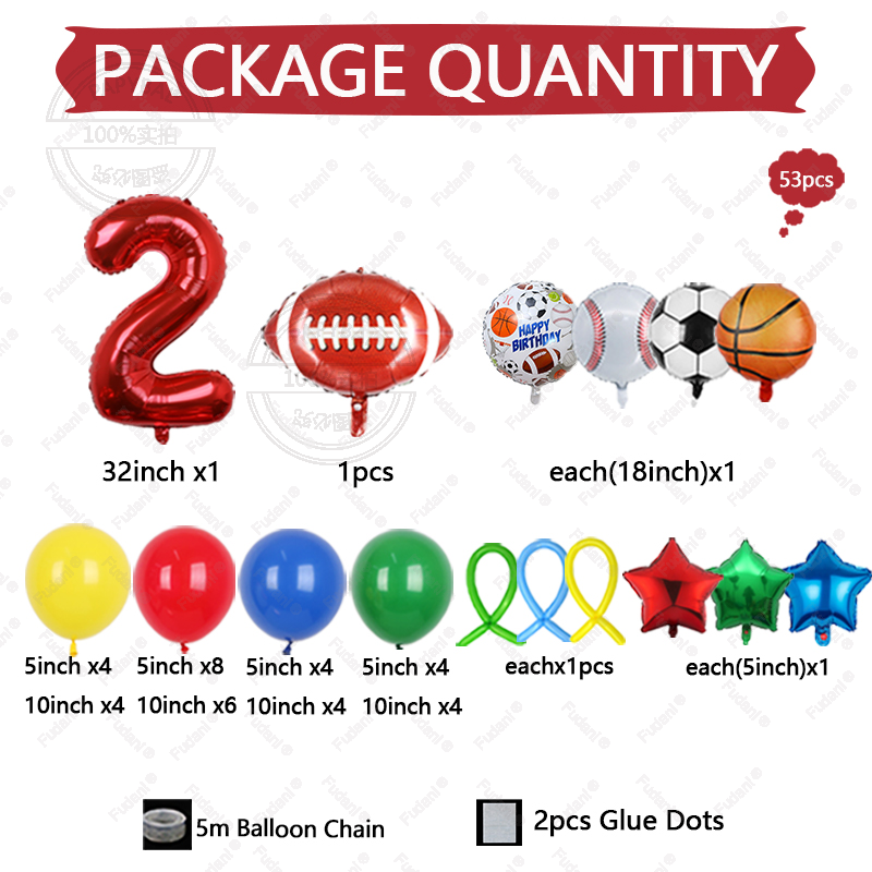 53Pcs 스포츠 테마 1-9번째 생일 파티 풍선 세트 - Supply Wedding Venue 리뷰 및 가격